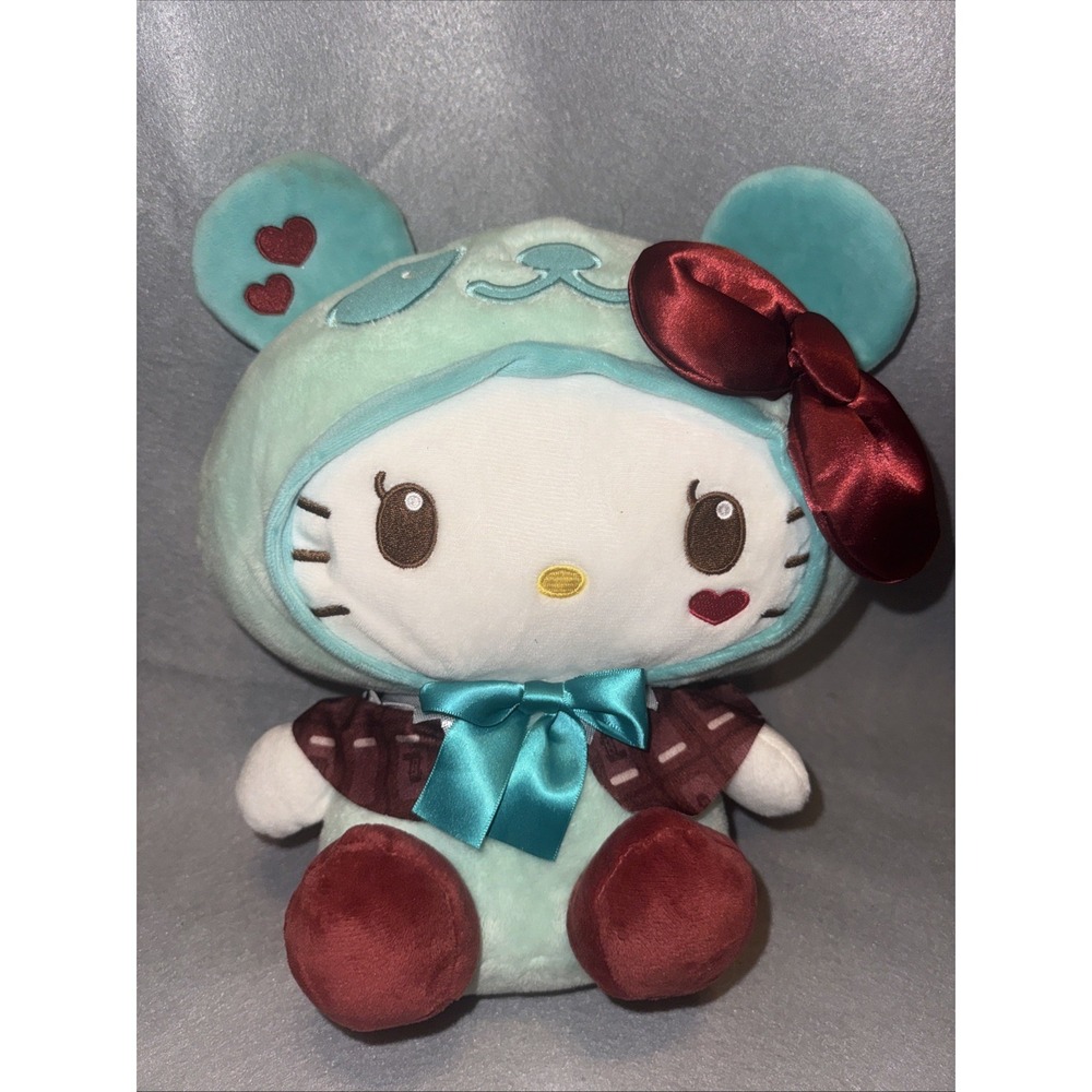 Sanrio Panda Hello Kitty Little Chocolate BIG 30cm Plush Doll Furyu Mint Blue